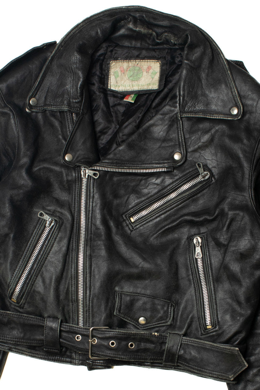 Vintage Vera Pelle Audi Patch Italian Leather Jacket