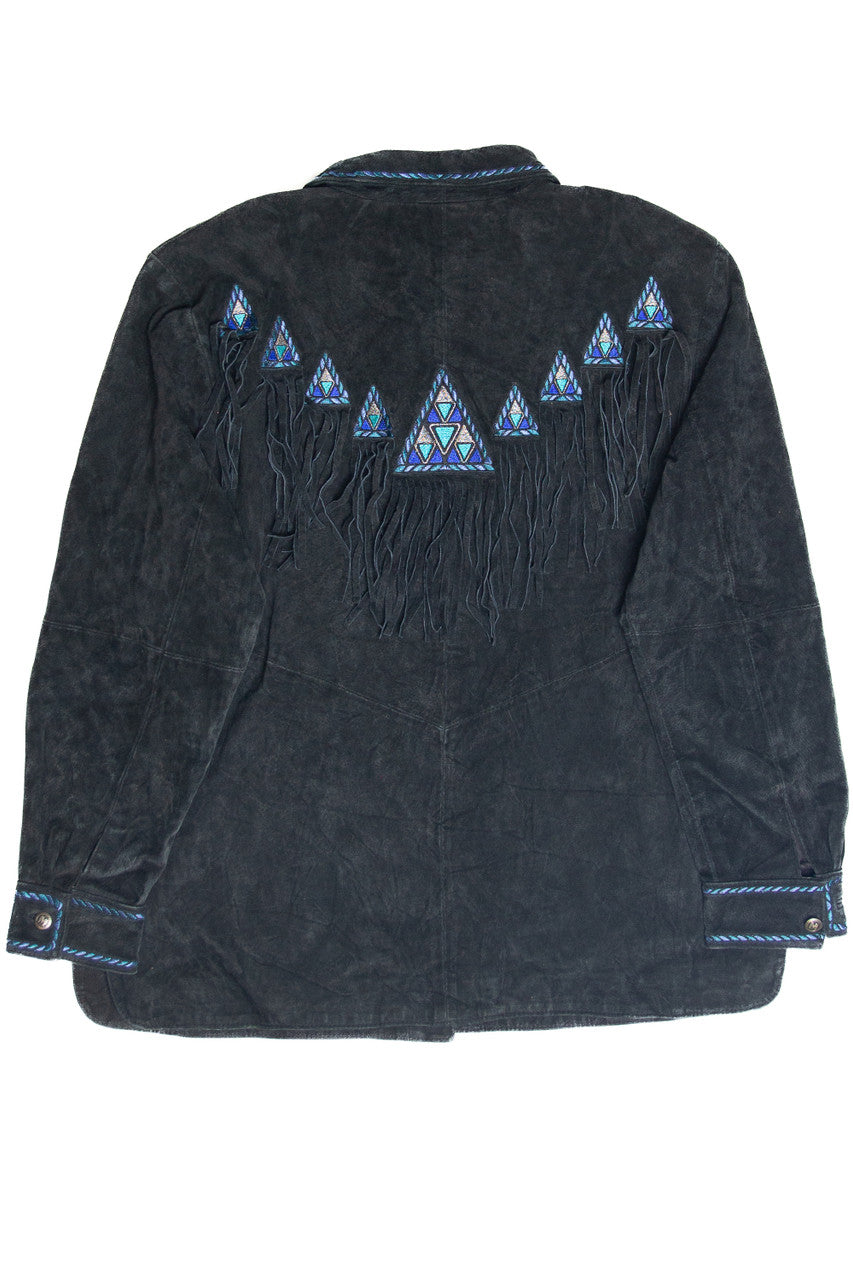 Vintage Bob Mackie Fringe Suede Leather Jacket