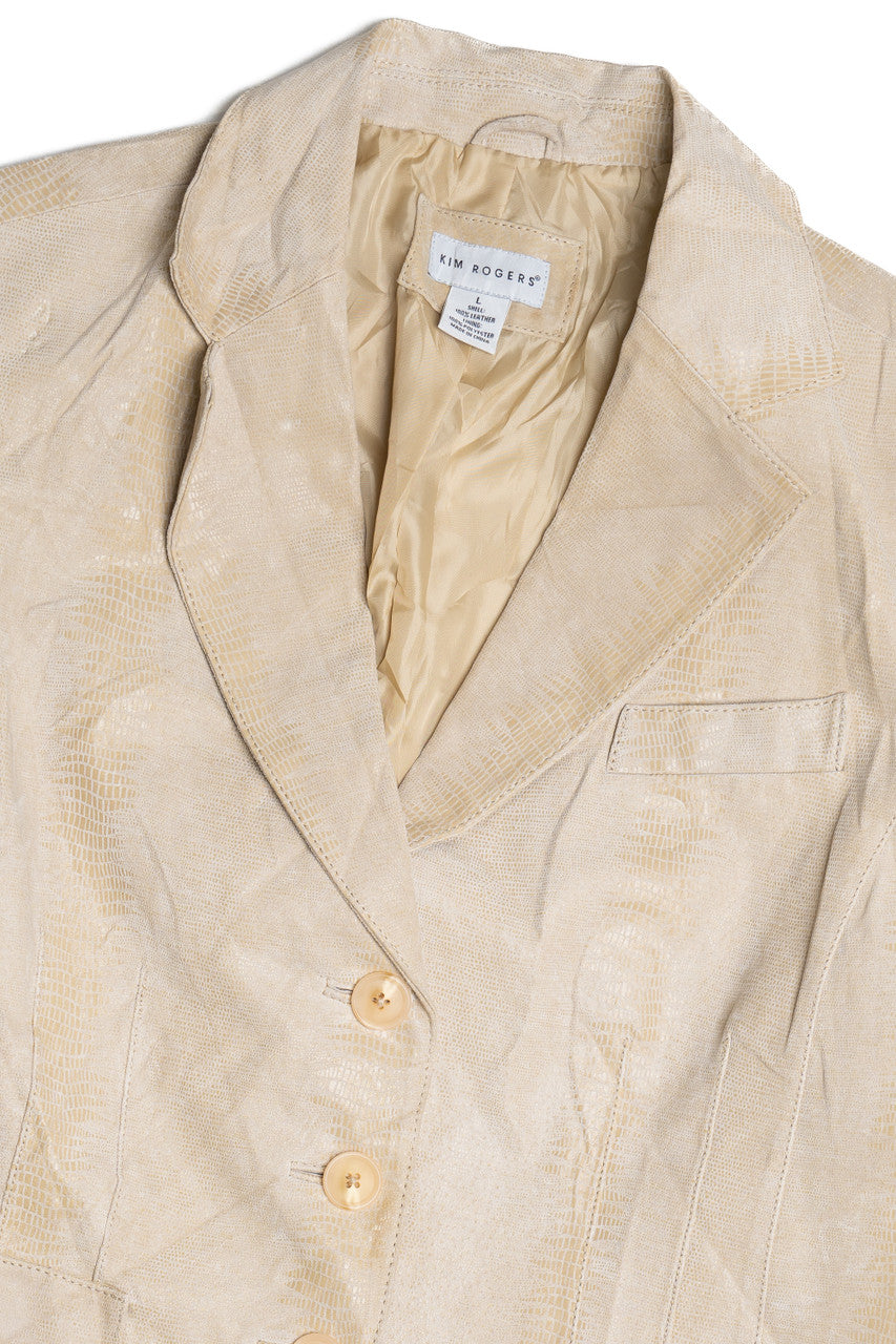 Vintage Kim Rogers Snake Pattern Leather Blazer Jacket