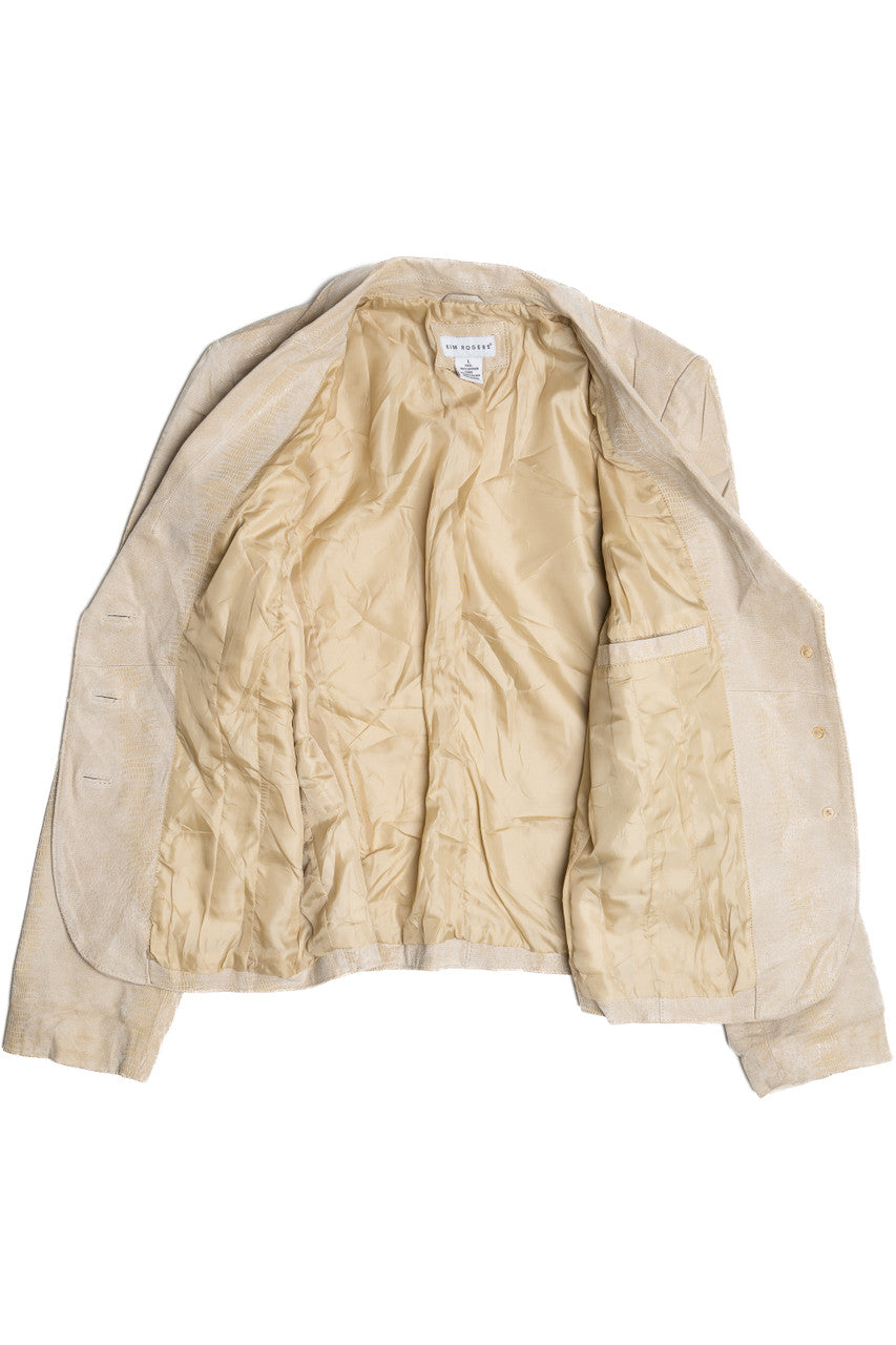 Vintage Kim Rogers Snake Pattern Leather Blazer Jacket