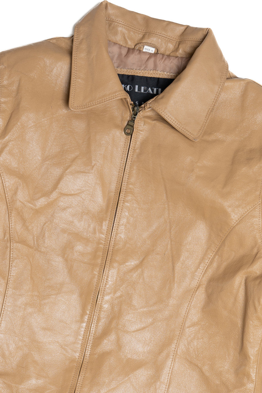 Vintage Niko Leather Zip-Up Long Leather Jacket