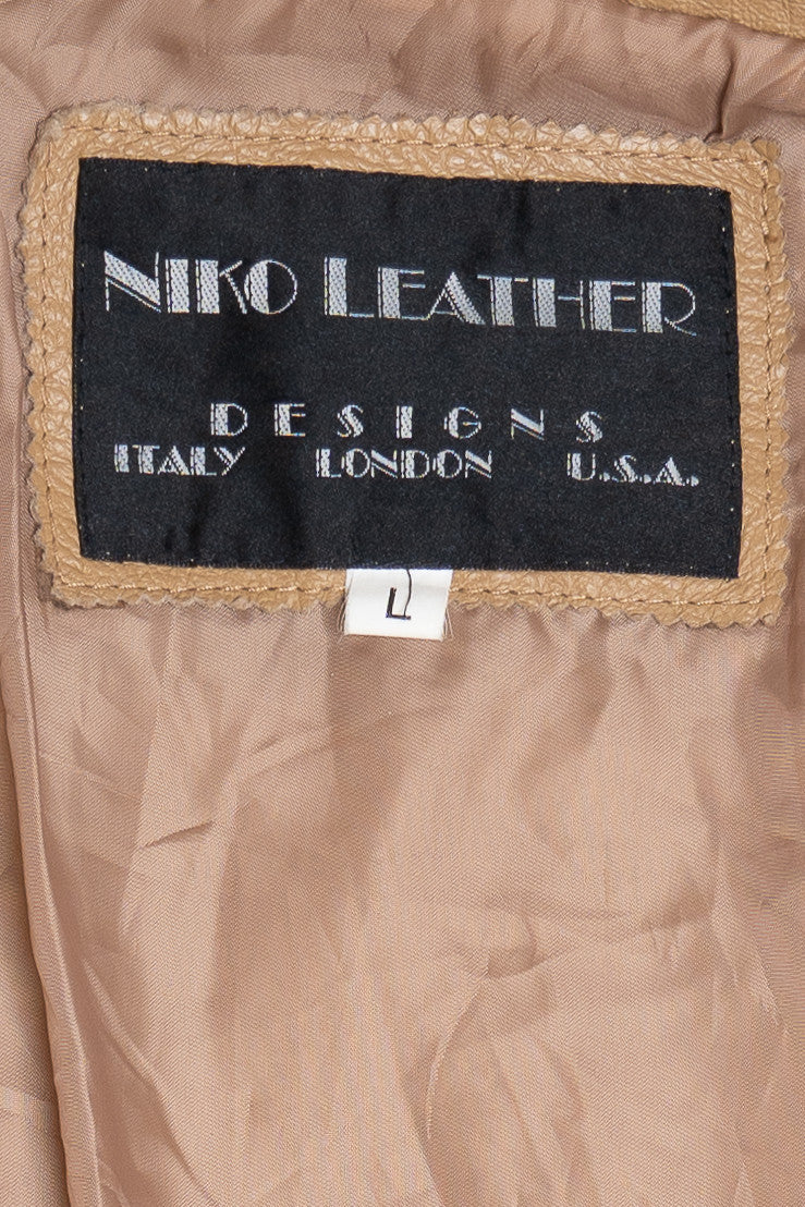 Vintage Niko Leather Zip-Up Long Leather Jacket