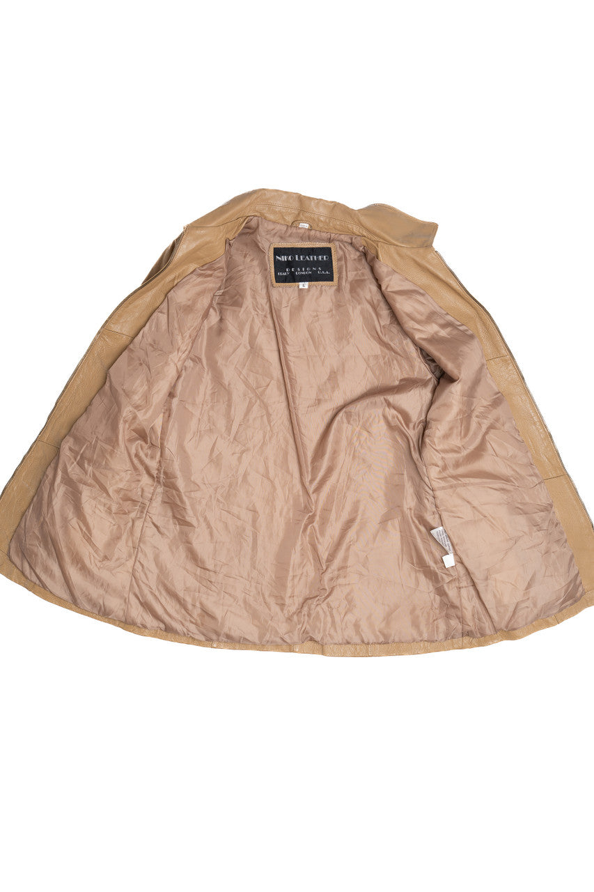 Vintage Niko Leather Zip-Up Long Leather Jacket