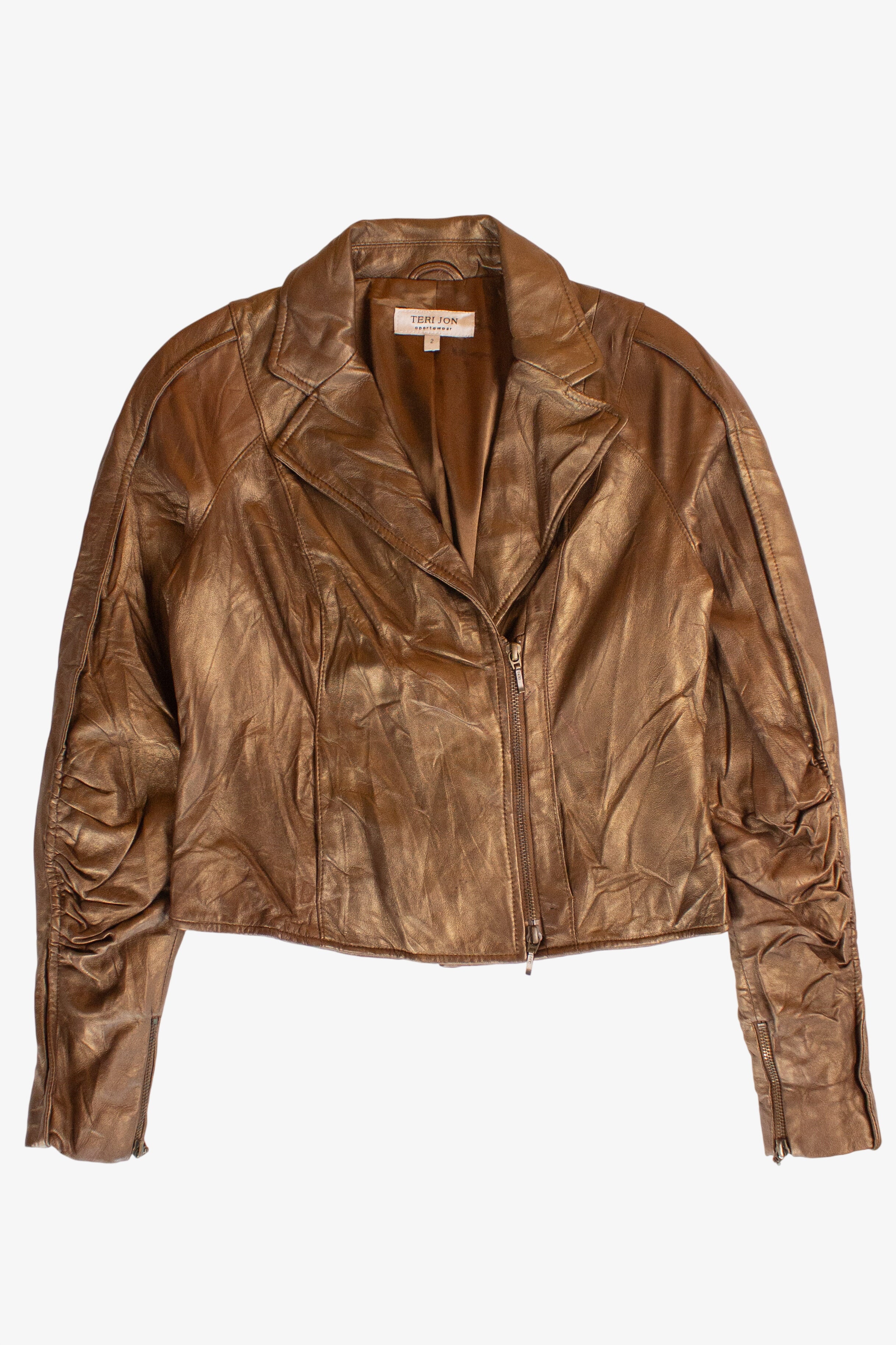 Bronze Moto Style Leather Jacket (2000s)