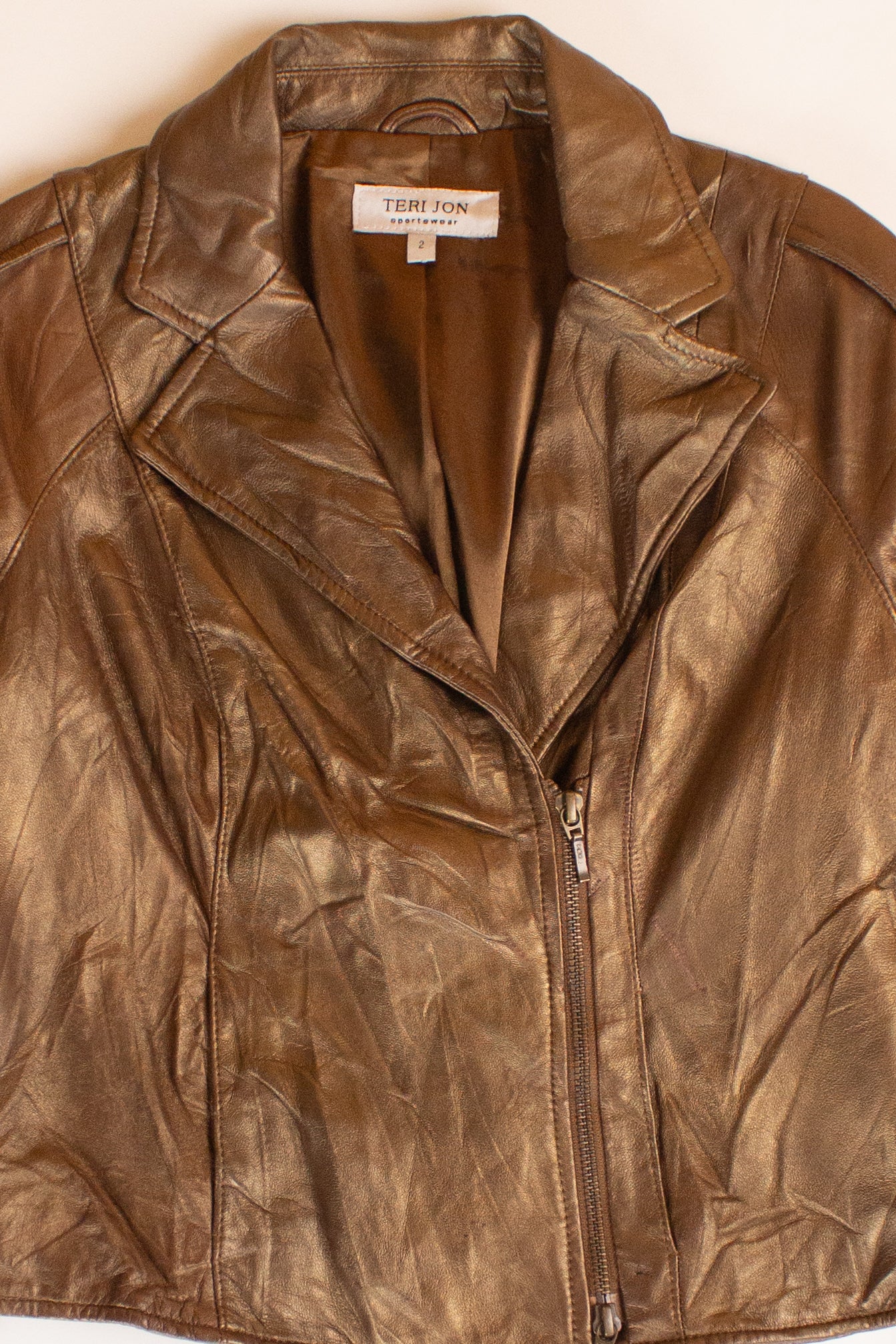 Bronze Moto Style Leather Jacket (2000s)
