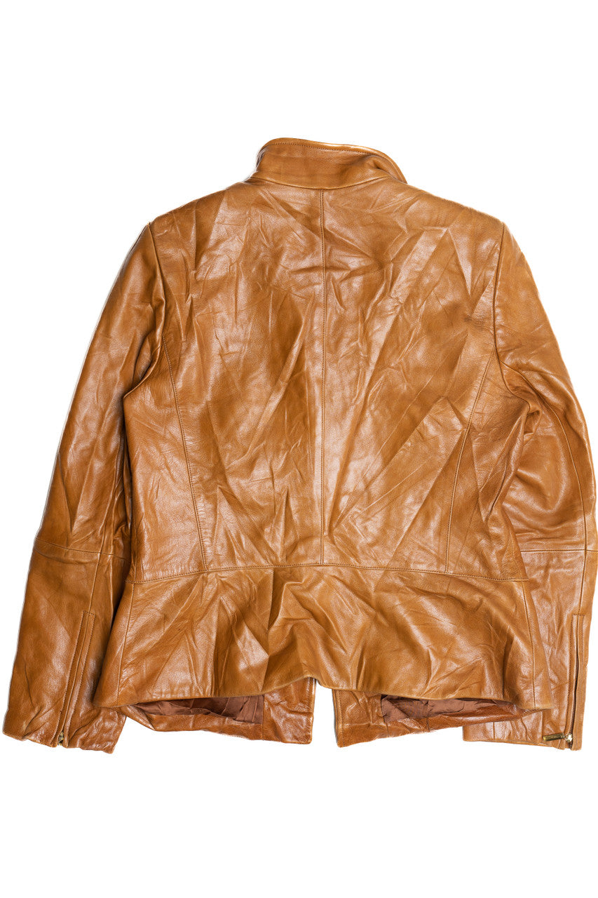 Linda Allard Ellen Tracy Hidden Zipper Leather Jacket
