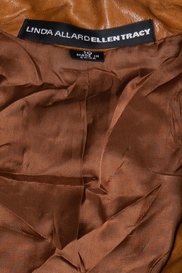 Linda Allard Ellen Tracy Hidden Zipper Leather Jacket