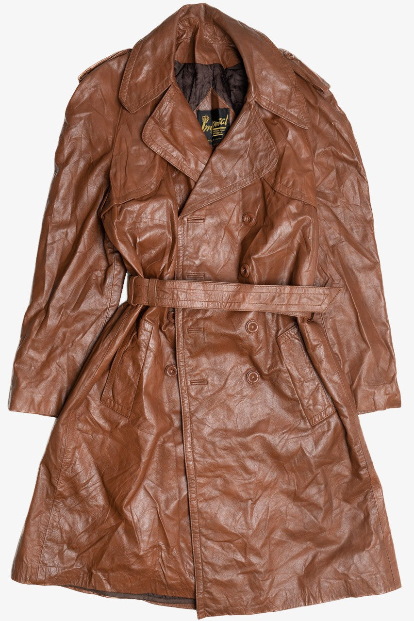 Vintage Imperial Belted Waist Leather Trench Coat