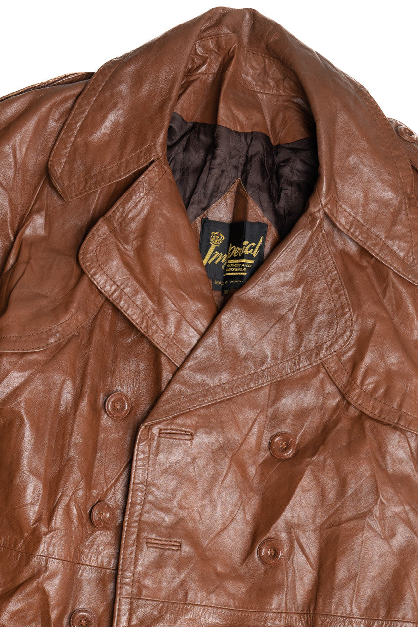 Vintage Imperial Belted Waist Leather Trench Coat