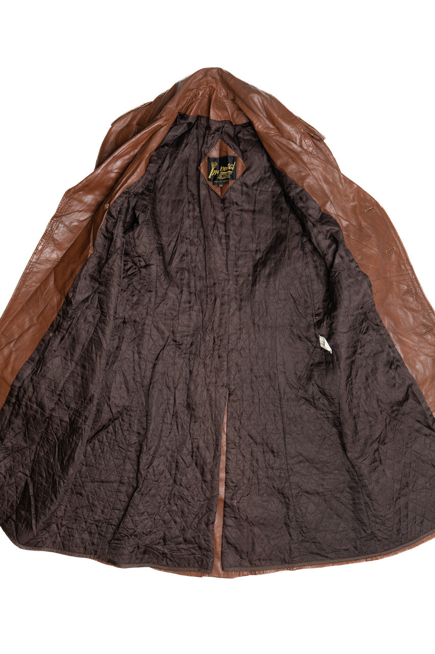 Vintage Imperial Belted Waist Leather Trench Coat