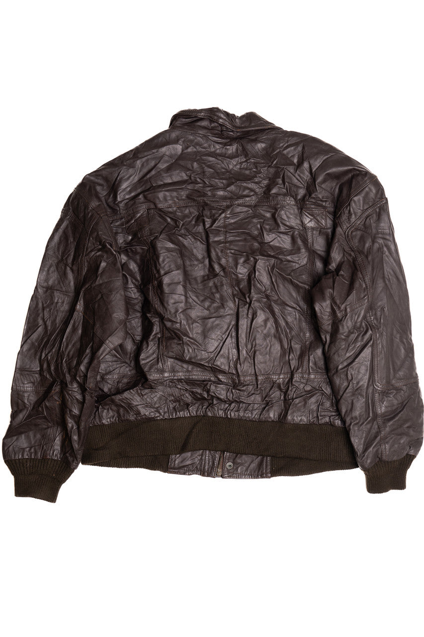 Vintage Hill & Archer Dark Brown Leather Bomber Jacket