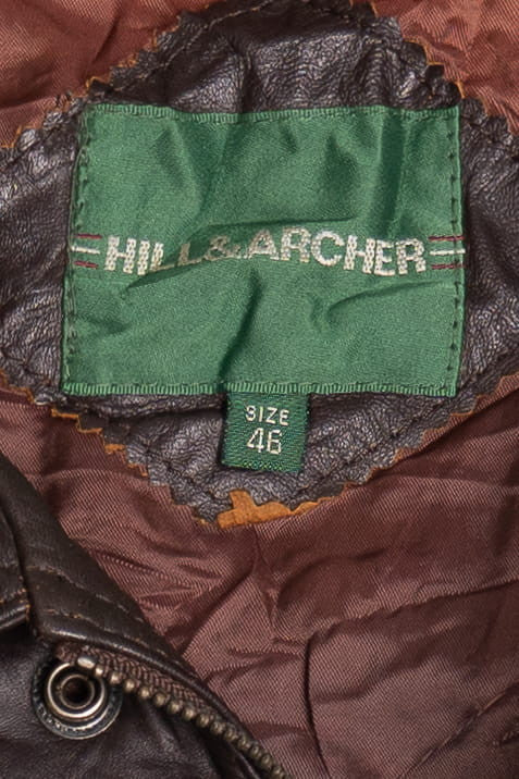 Vintage Hill & Archer Dark Brown Leather Bomber Jacket