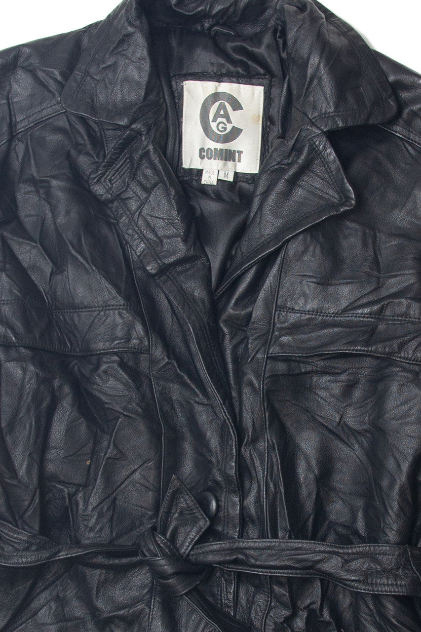 Vintage Comint Button Up Leather Jacket