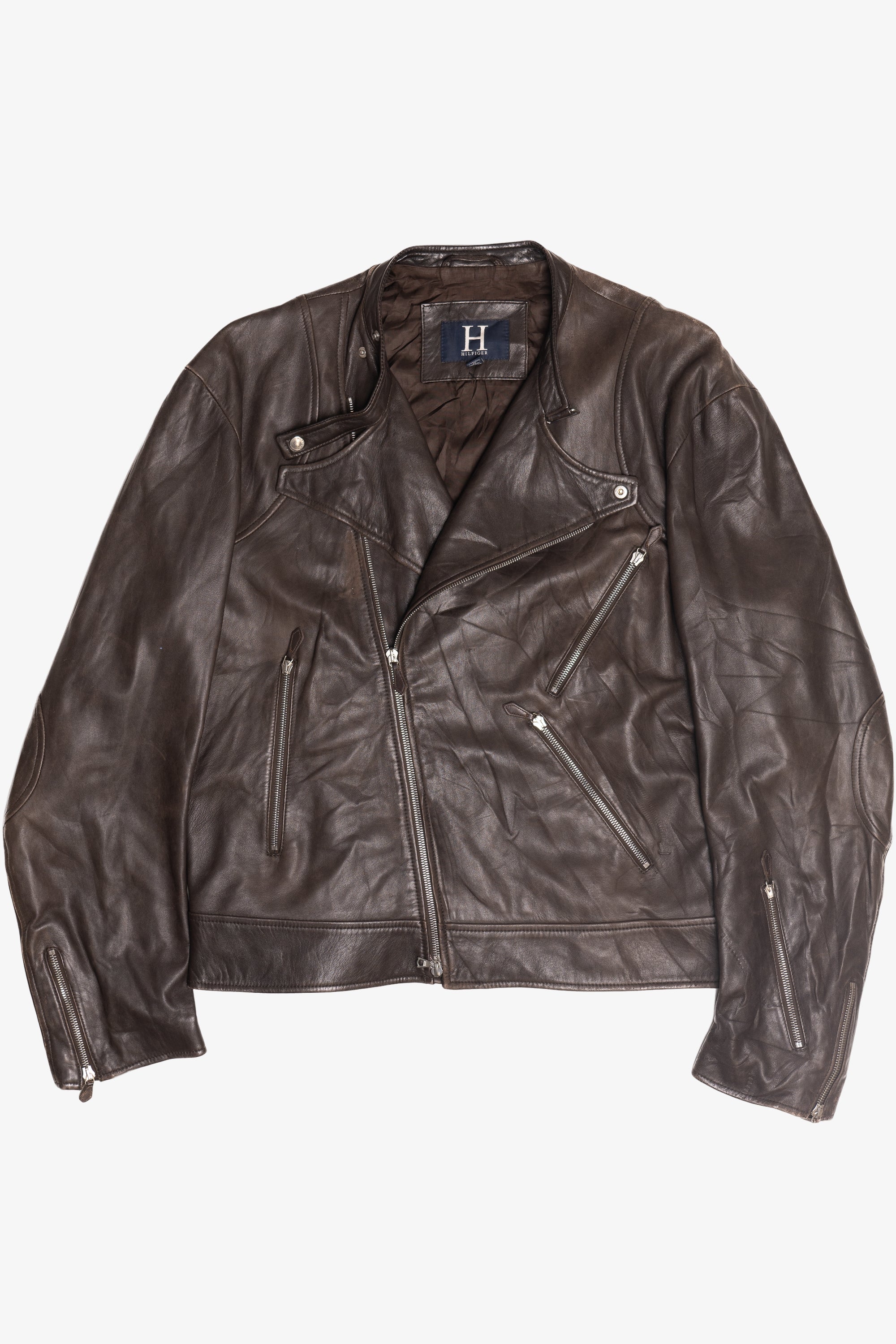 Vintage Hilfiger Dark Brown Leather Jacket (2000s)