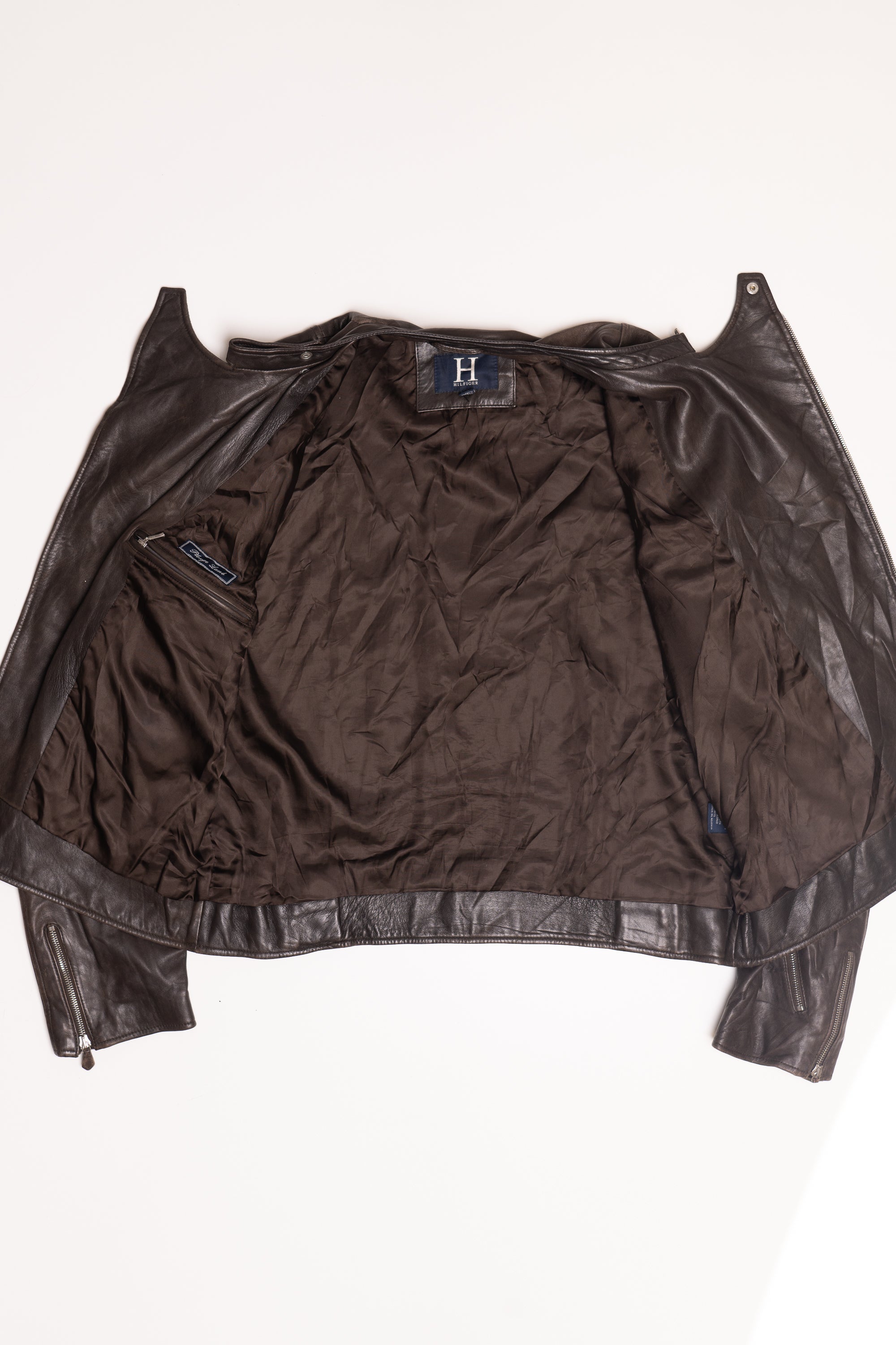 Vintage Hilfiger Dark Brown Leather Jacket (2000s)