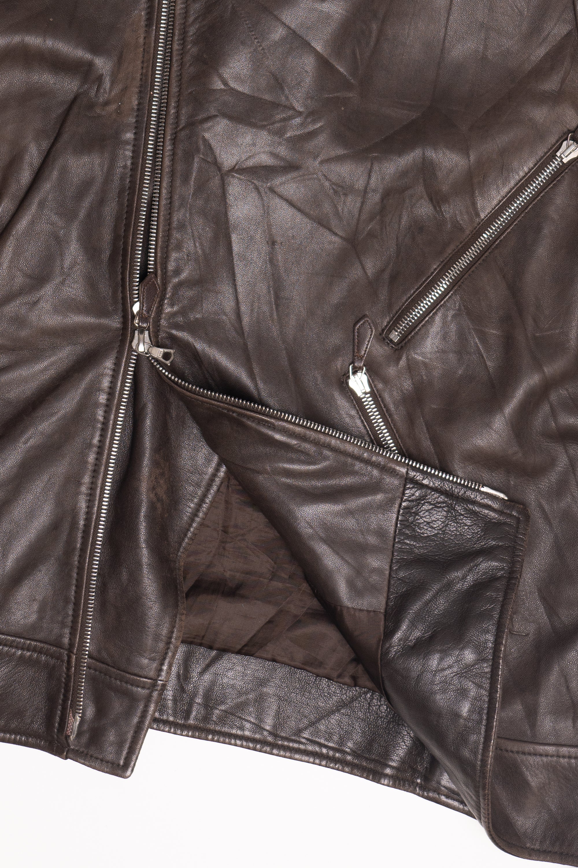 Vintage Hilfiger Dark Brown Leather Jacket (2000s)