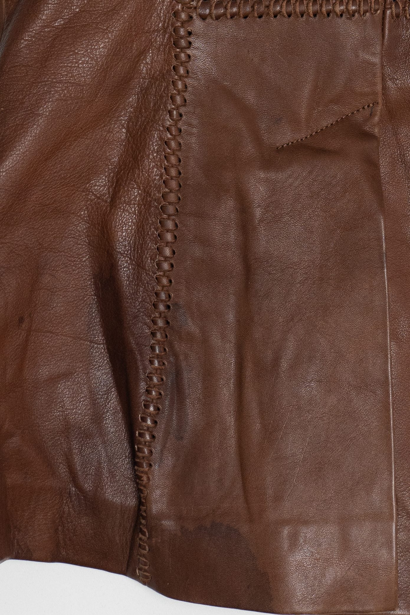 Vintage Char Hand Painted Whipstitch Leather Blazer Jacket (1970s)