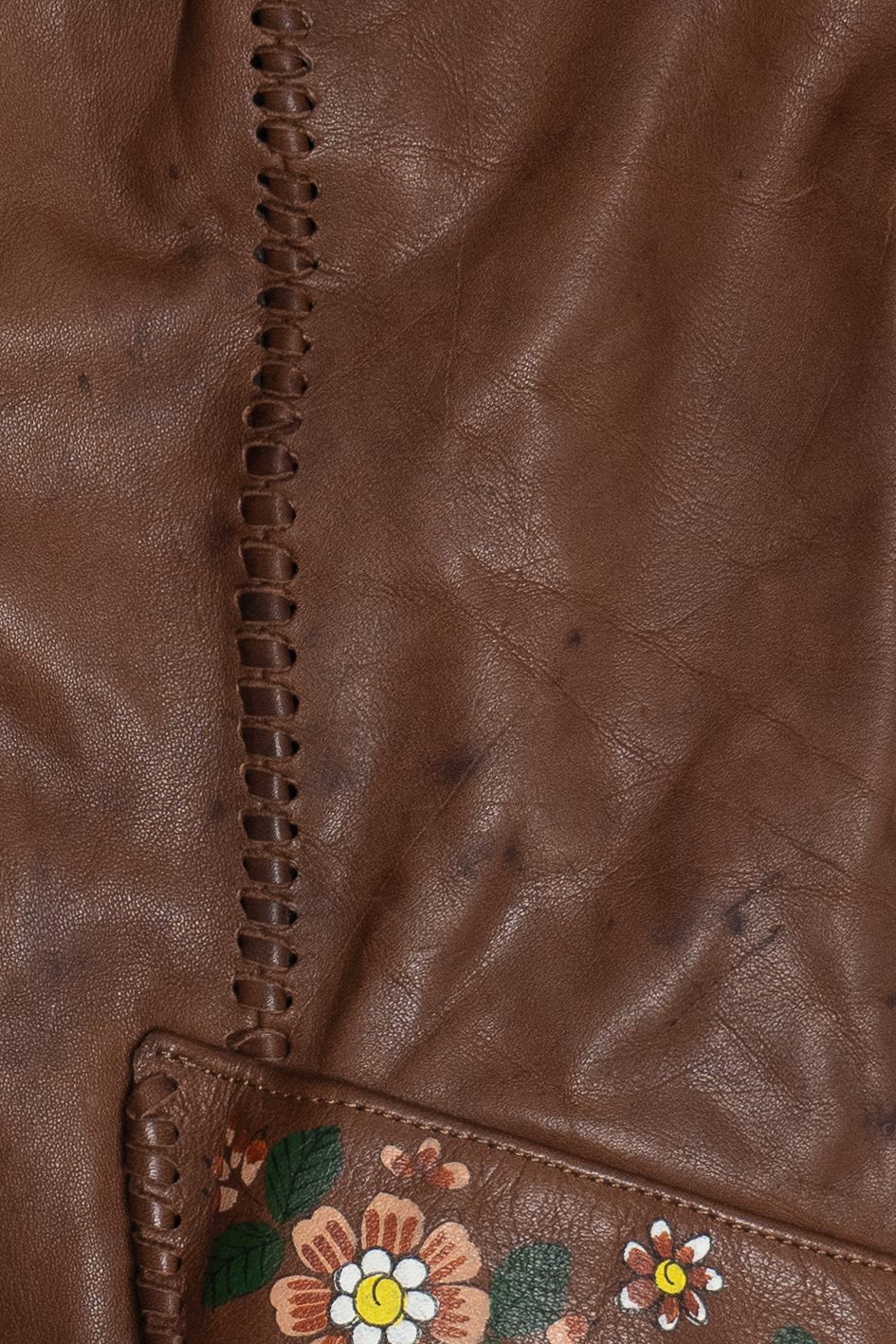 Vintage Char Hand Painted Whipstitch Leather Blazer Jacket (1970s)