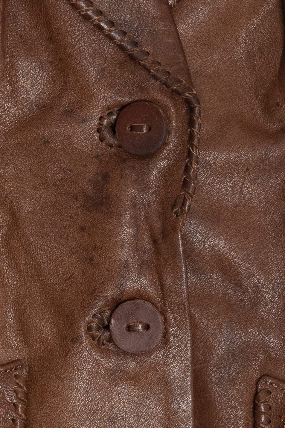 Vintage Char Hand Painted Whipstitch Leather Blazer Jacket (1970s)