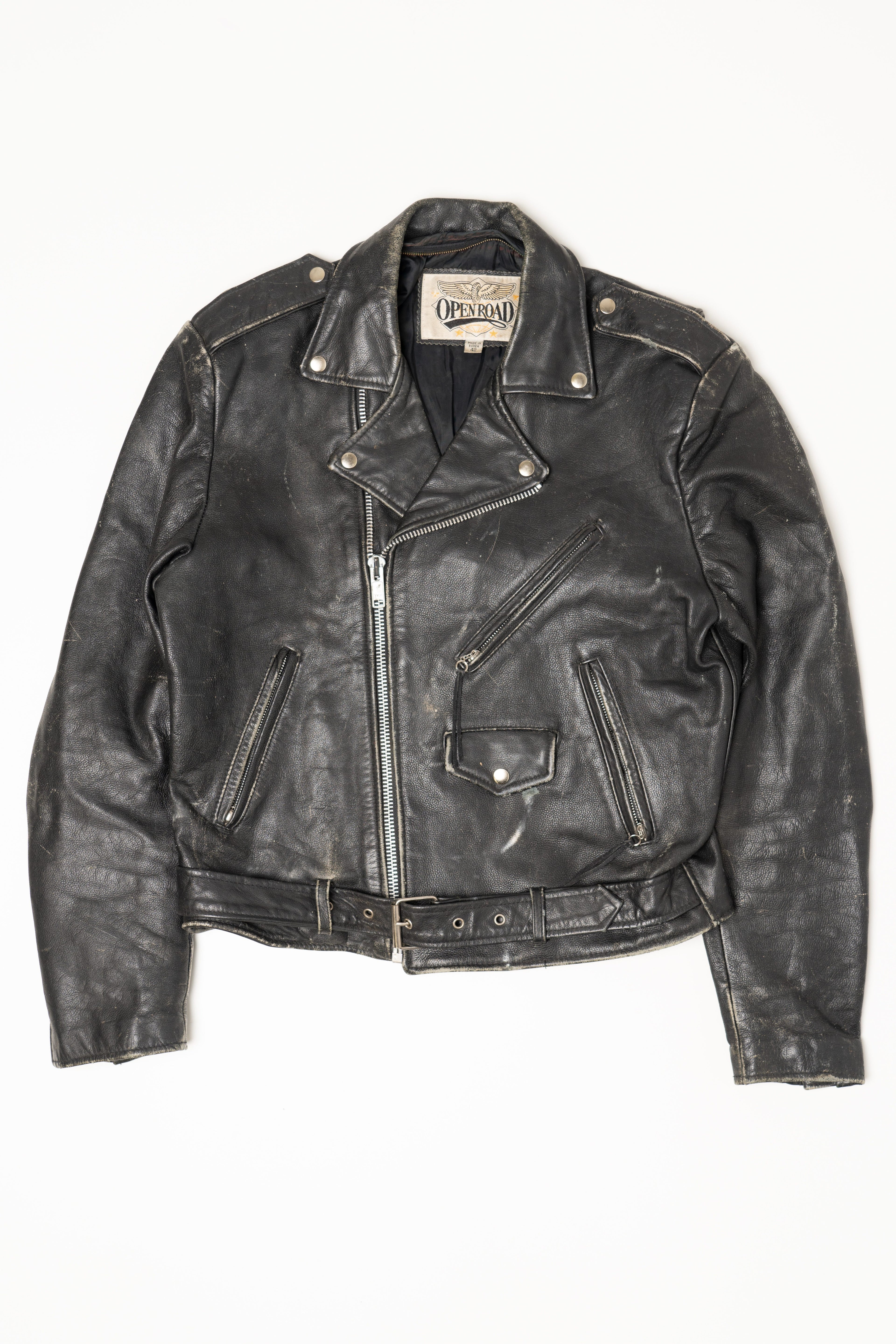 Vintage Distressed Open Road Leather Jacket (1990s)