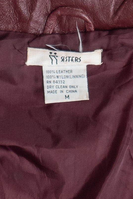 Vintage Sisters Burgundy Sweater Sleeve Leather Jacket (1990s)
