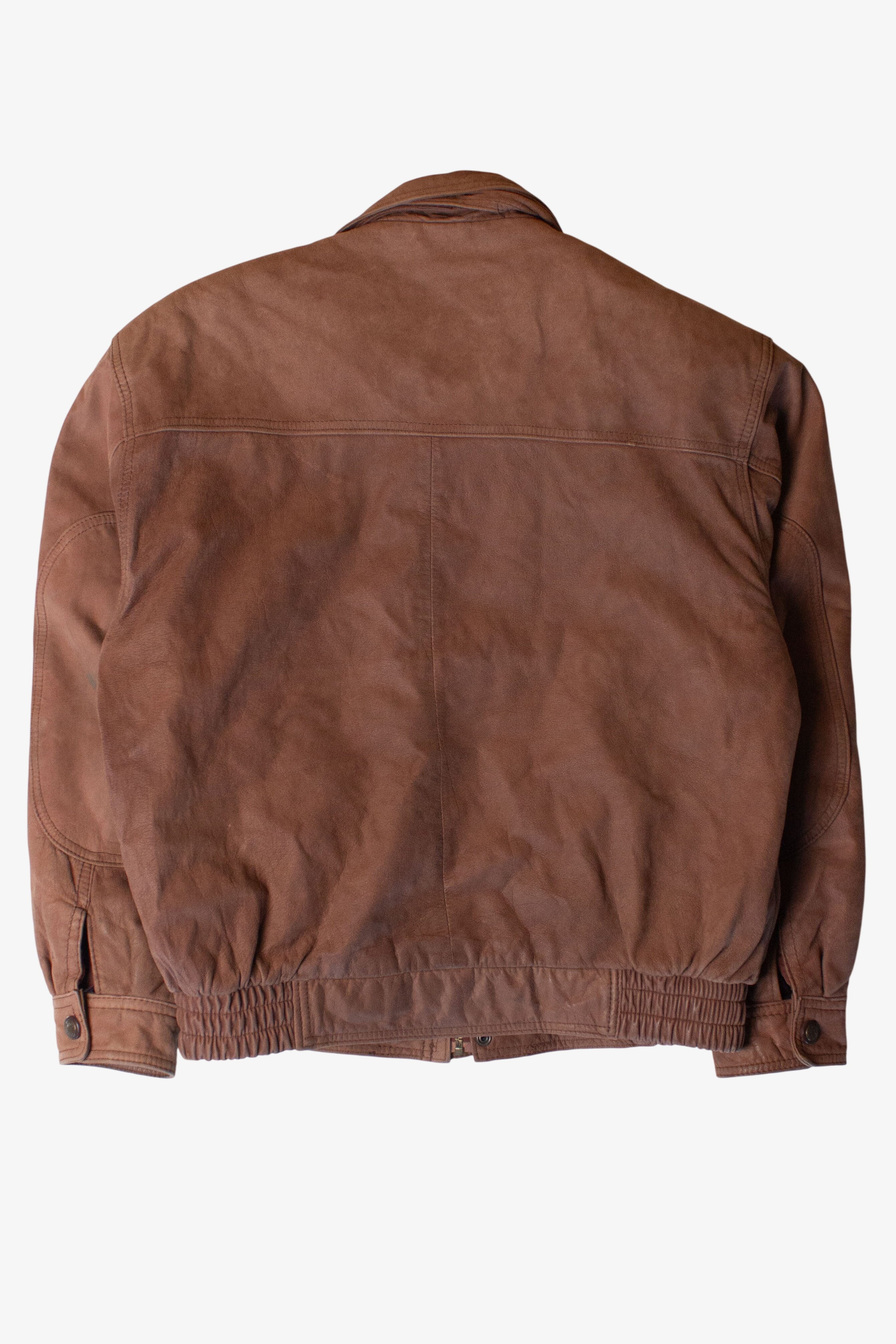 Vintage Brown Leather Bomber Jacket (1990s)