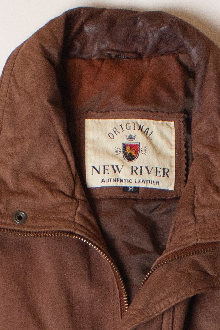 Vintage Brown Leather Bomber Jacket (1990s)