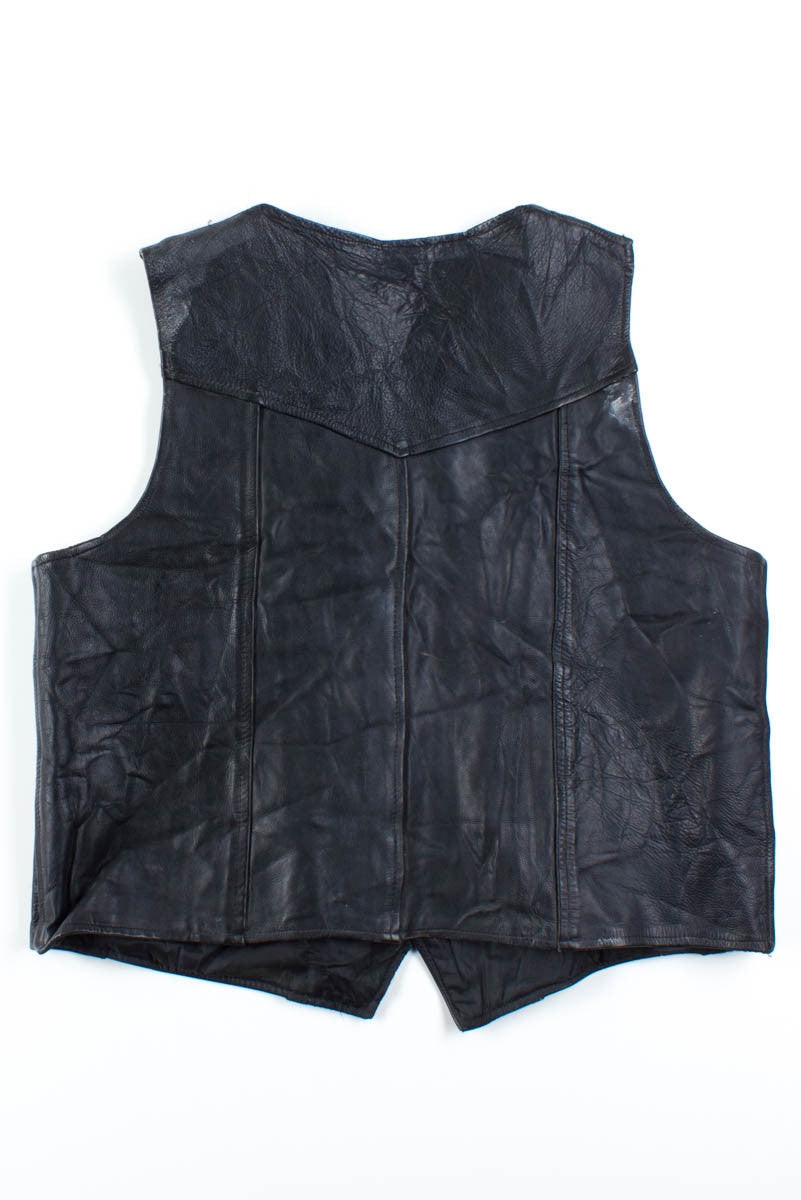 Black Leather Biker Vest