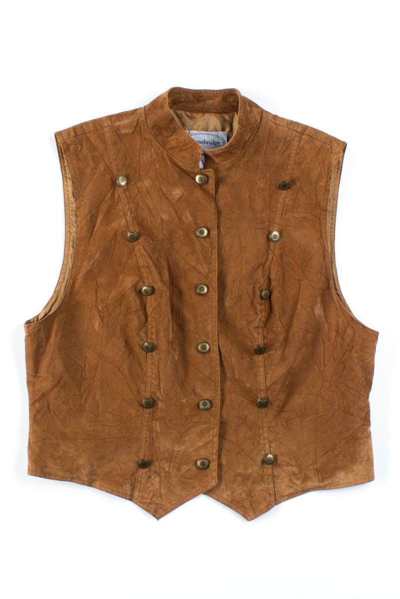 Brown Velvet Button Vest