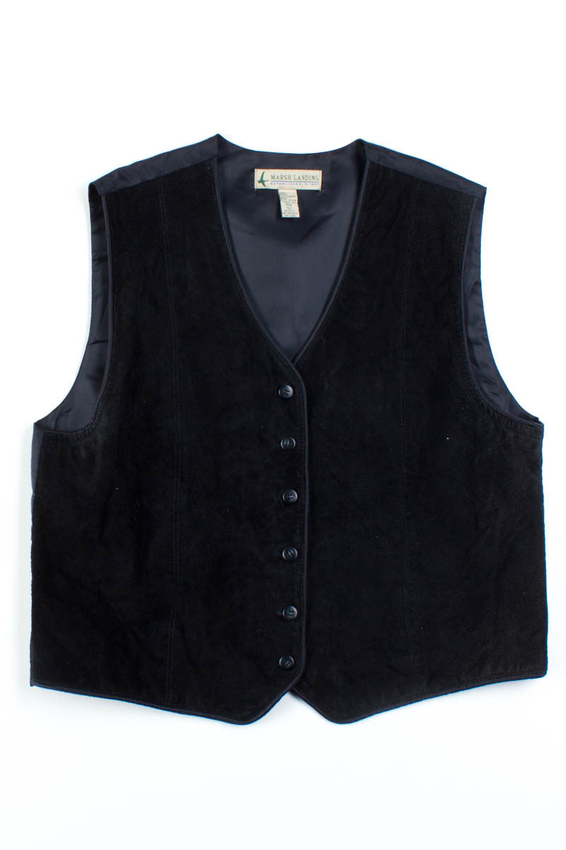 Black Suede Button-Up Vest