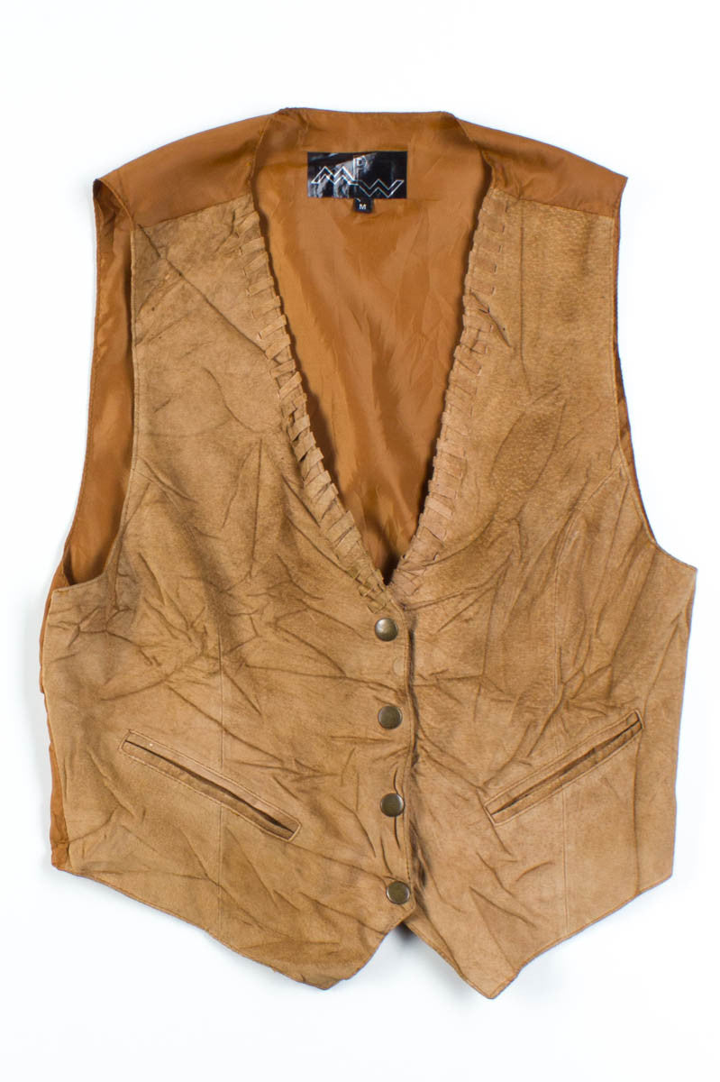Tan Stitched Suede Vest