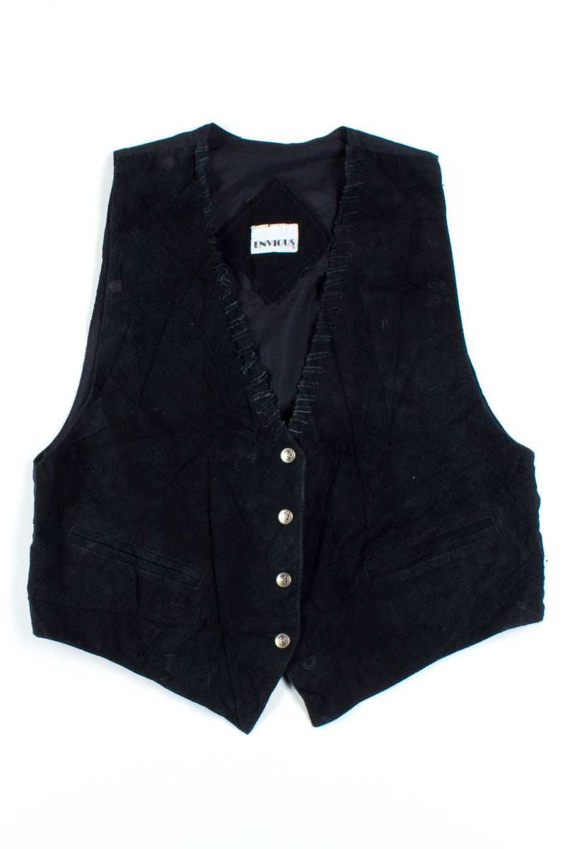 Black Stitched Suede Vest