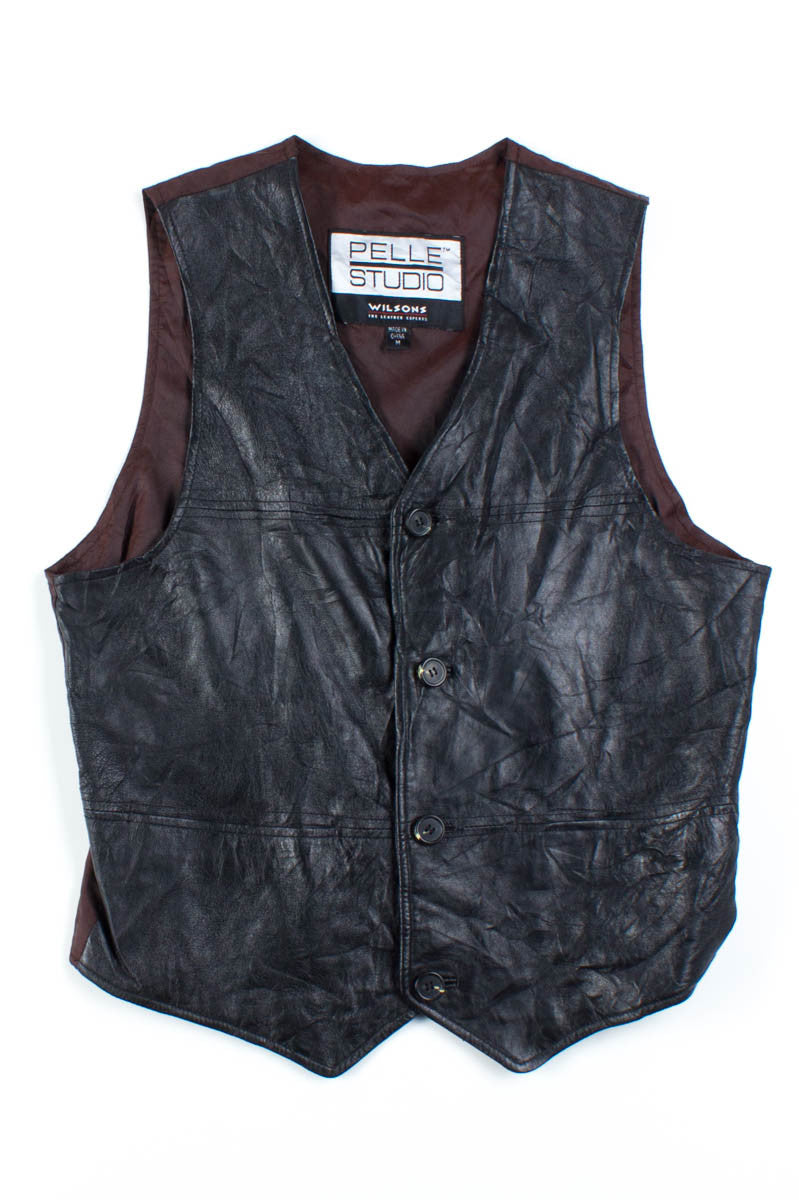 Black & Burgundy Leather Vest