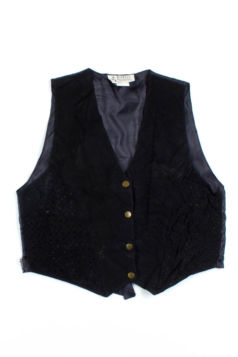 Black Suede Eyelet Vest