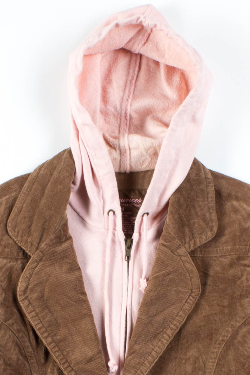Brown & Pink Hoodie Blazer