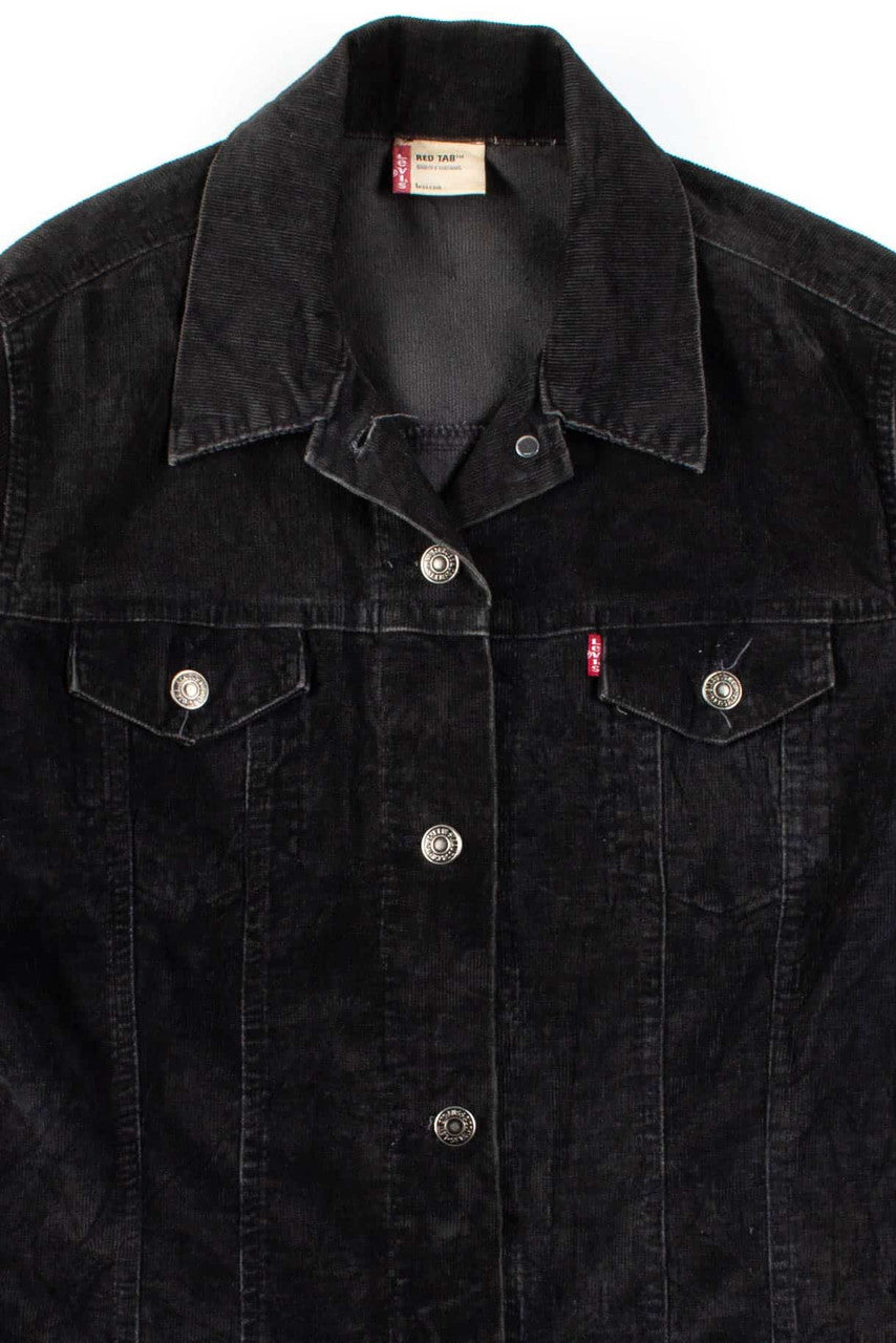 【80s】Euro Vintage Black Corduroy Coat 80s Ruffled Black Corduroy Jacket | S-M - Lucky Vintage