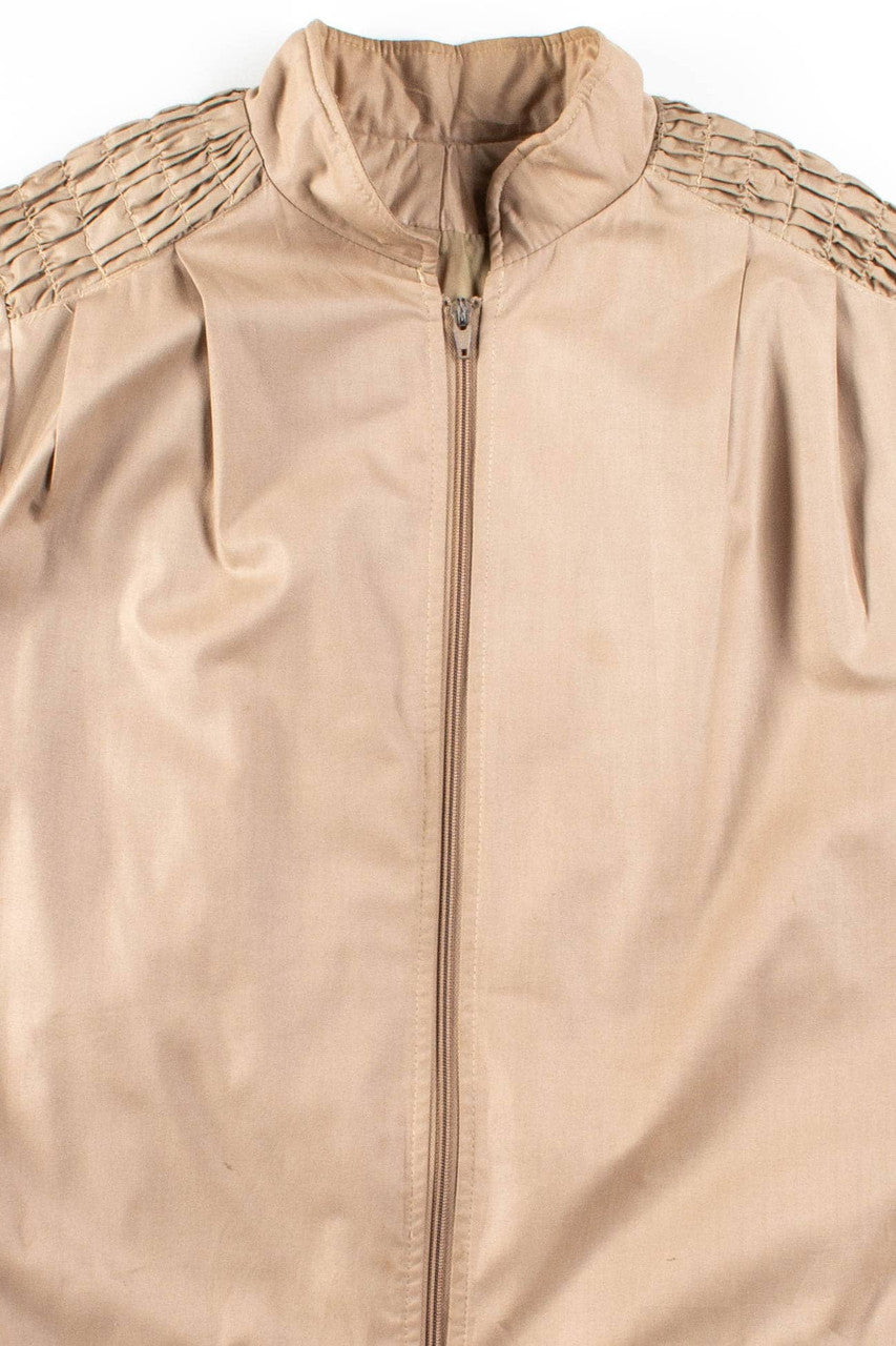 Tan Ruched Shoulder Light Jacket
