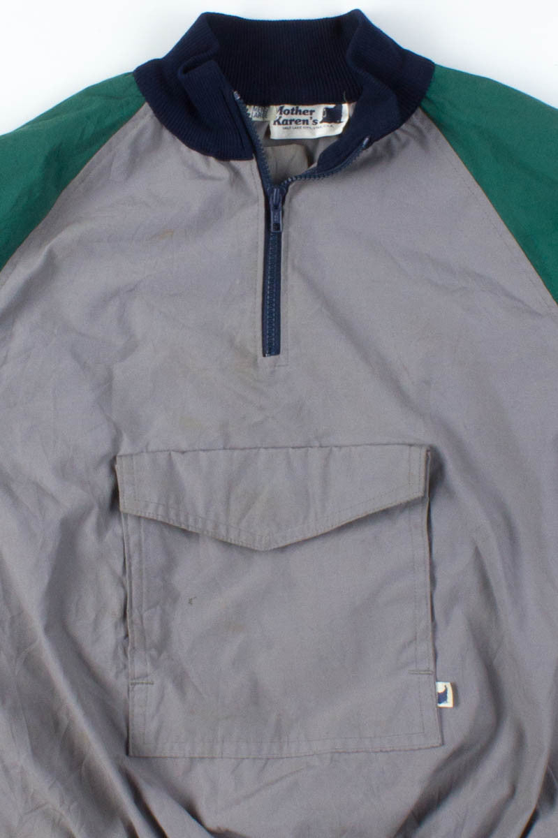 Green Color Block Pullover Jacket