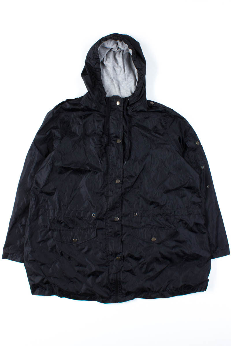 Black Hooded Windbreaker