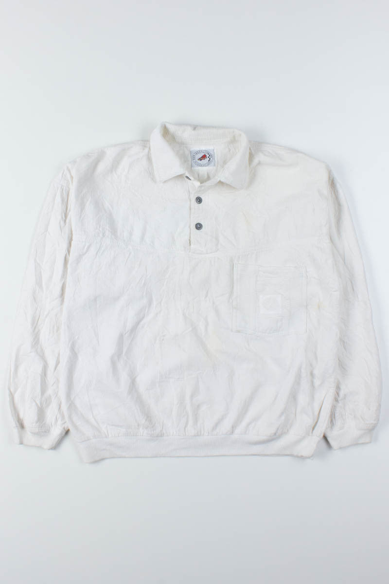 White Polo Style Pullover Jacket