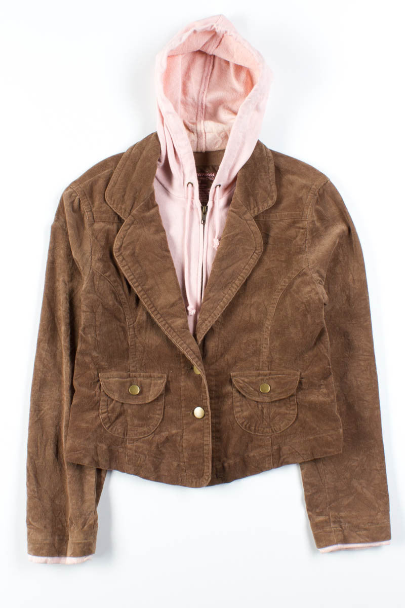 Brown & Pink Hoodie Blazer