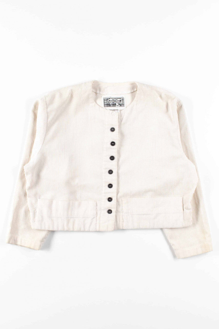 White Cropped Corduroy Jacket