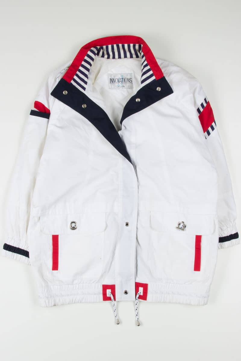 White Nautical Themed Anorak Jacket