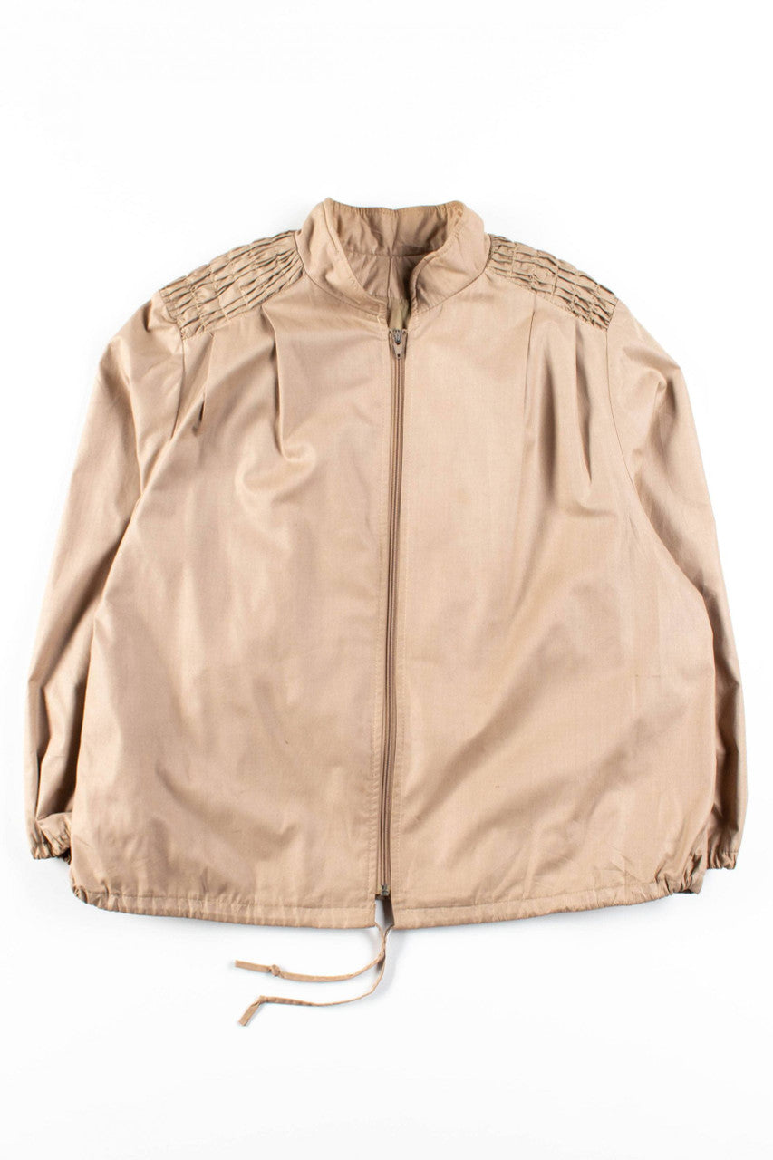 Tan Ruched Shoulder Light Jacket