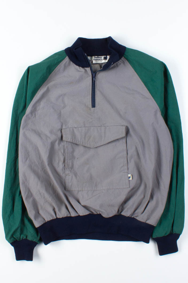 Green Color Block Pullover Jacket