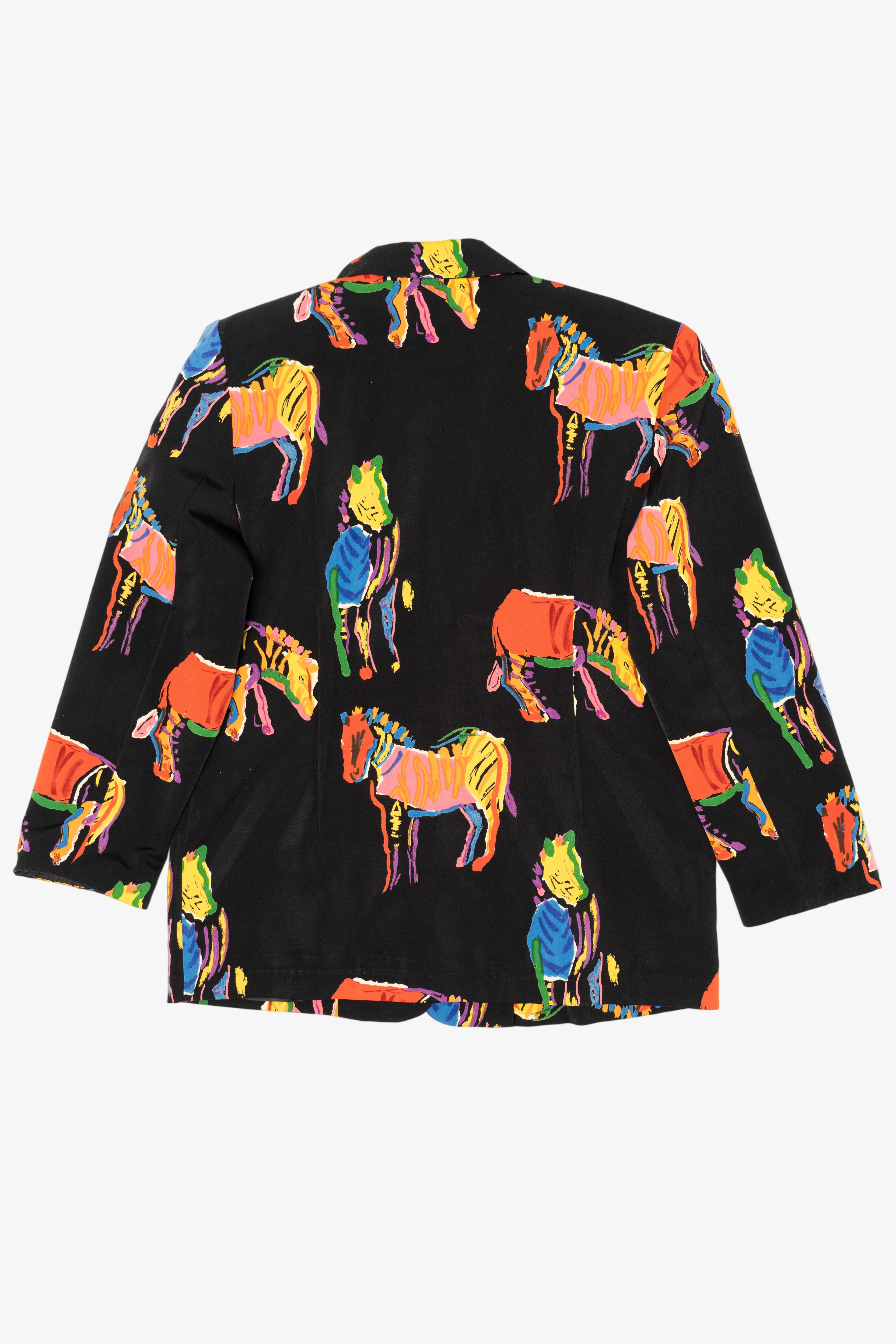 Vintage Sang An Colorful Abstract Zebras Blazer (1980s)