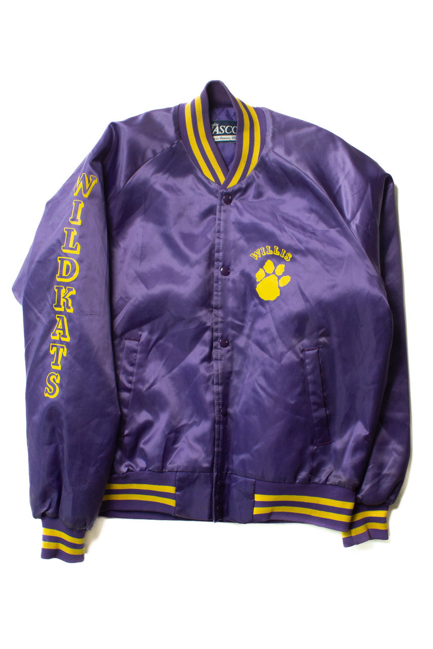 Vintage Willis Wildkats Satin Bomber Jacket (1980s)