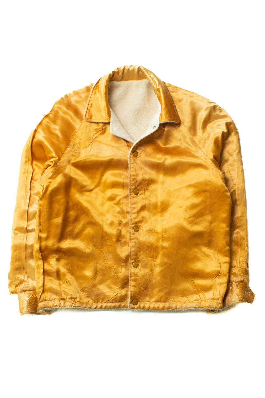 Vintage Gold Satin Sherpa Lined Jacket (1970s)