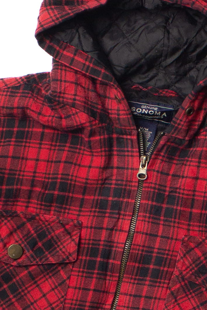 Vintage Sonoma Hooded Flannel Lightweight Jacket