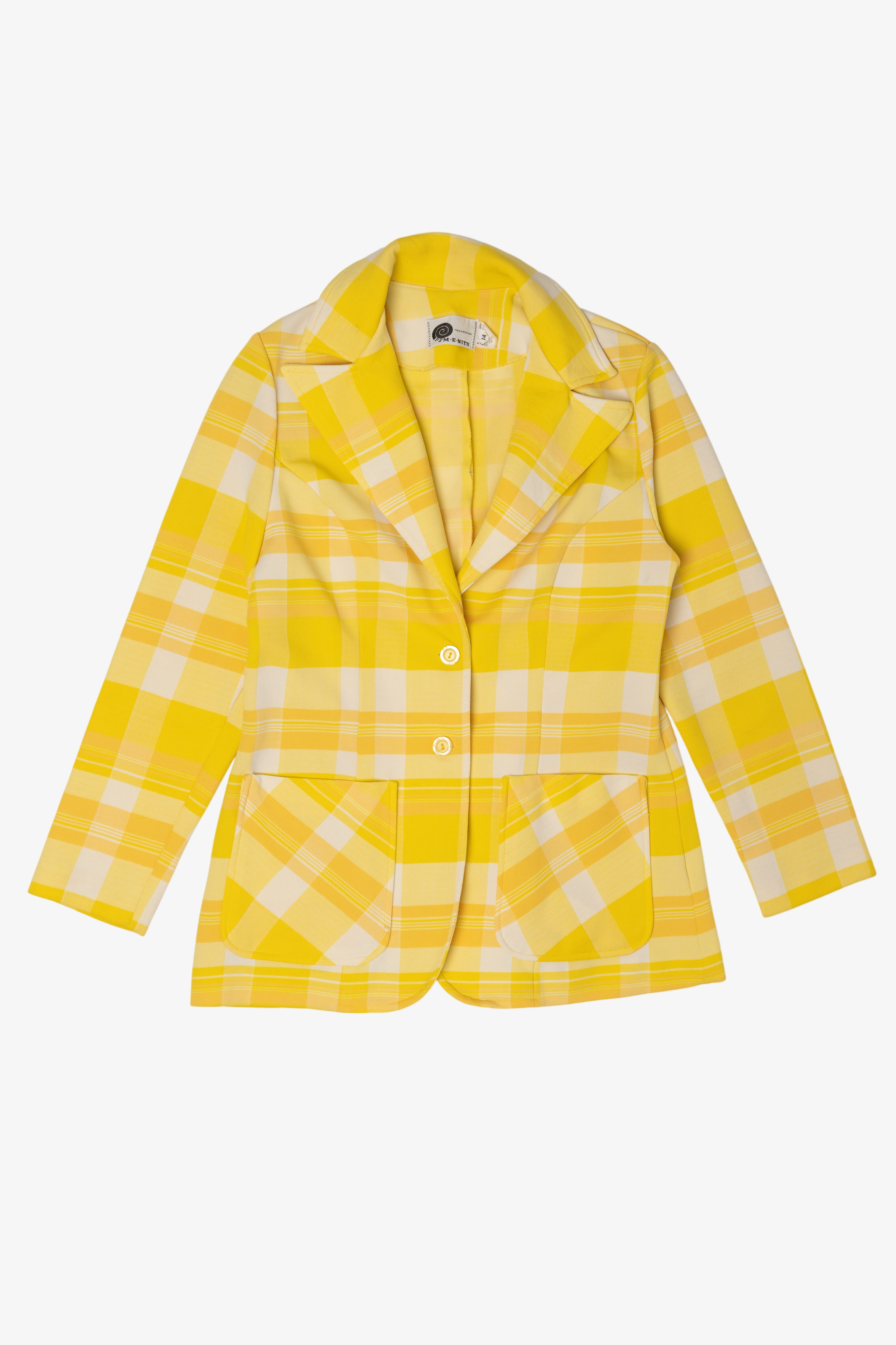 Vintage Yellow Checkered Fem-e-nits Blazer (1970s)